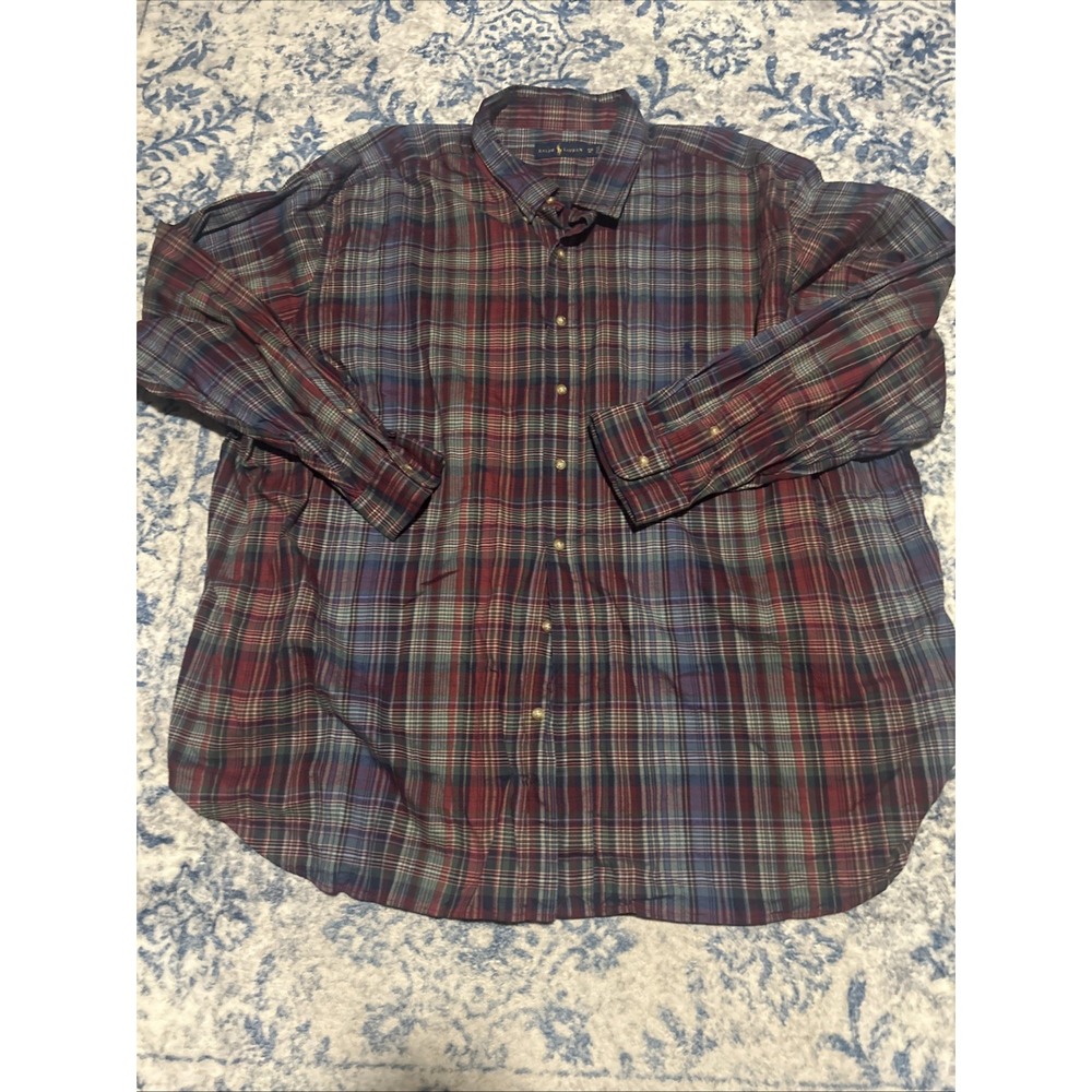Polo Ralph Lauren Button Down Long Sleeve Shirt Men's 4XB Multicolor Plaid